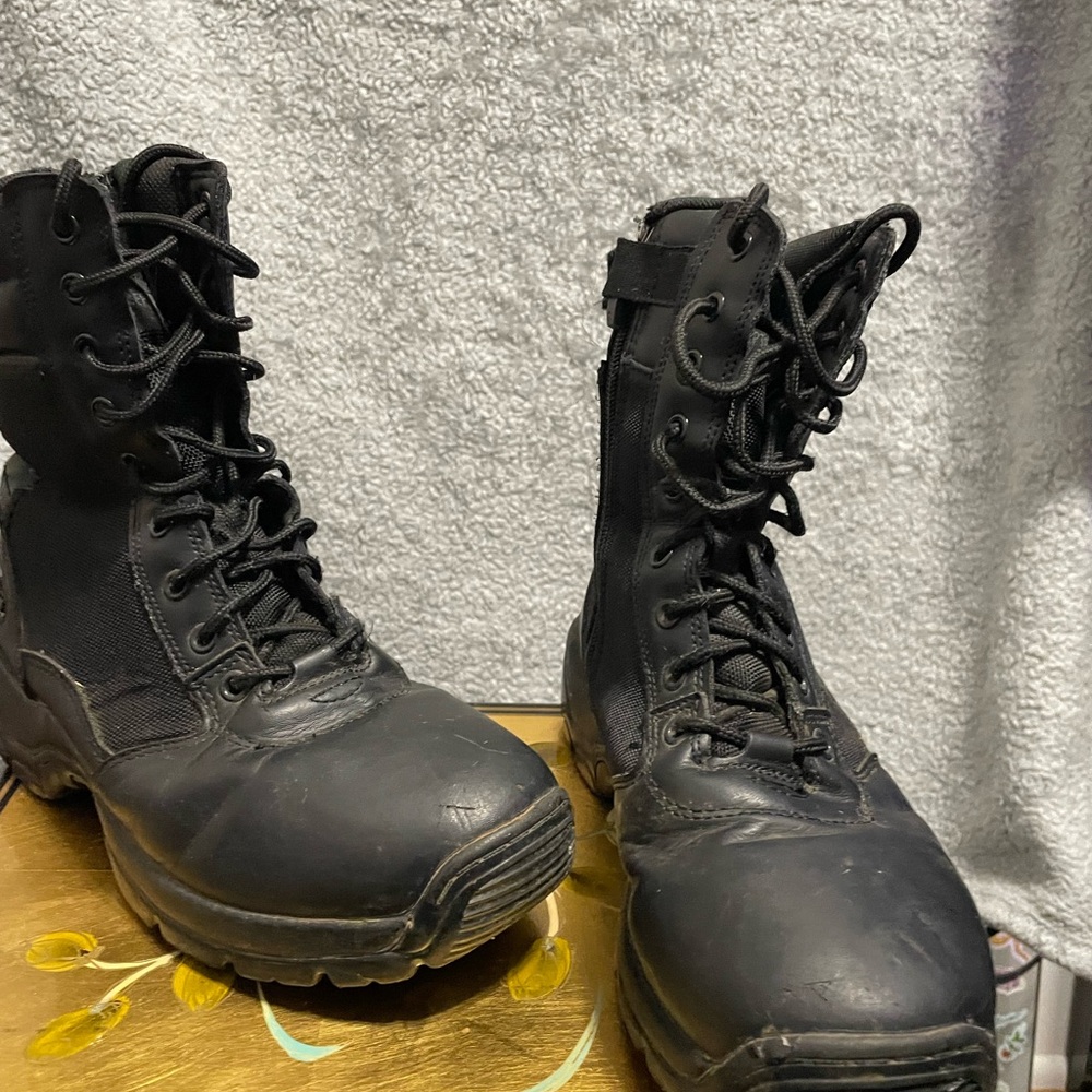 Black Leather and Fabric Shoes